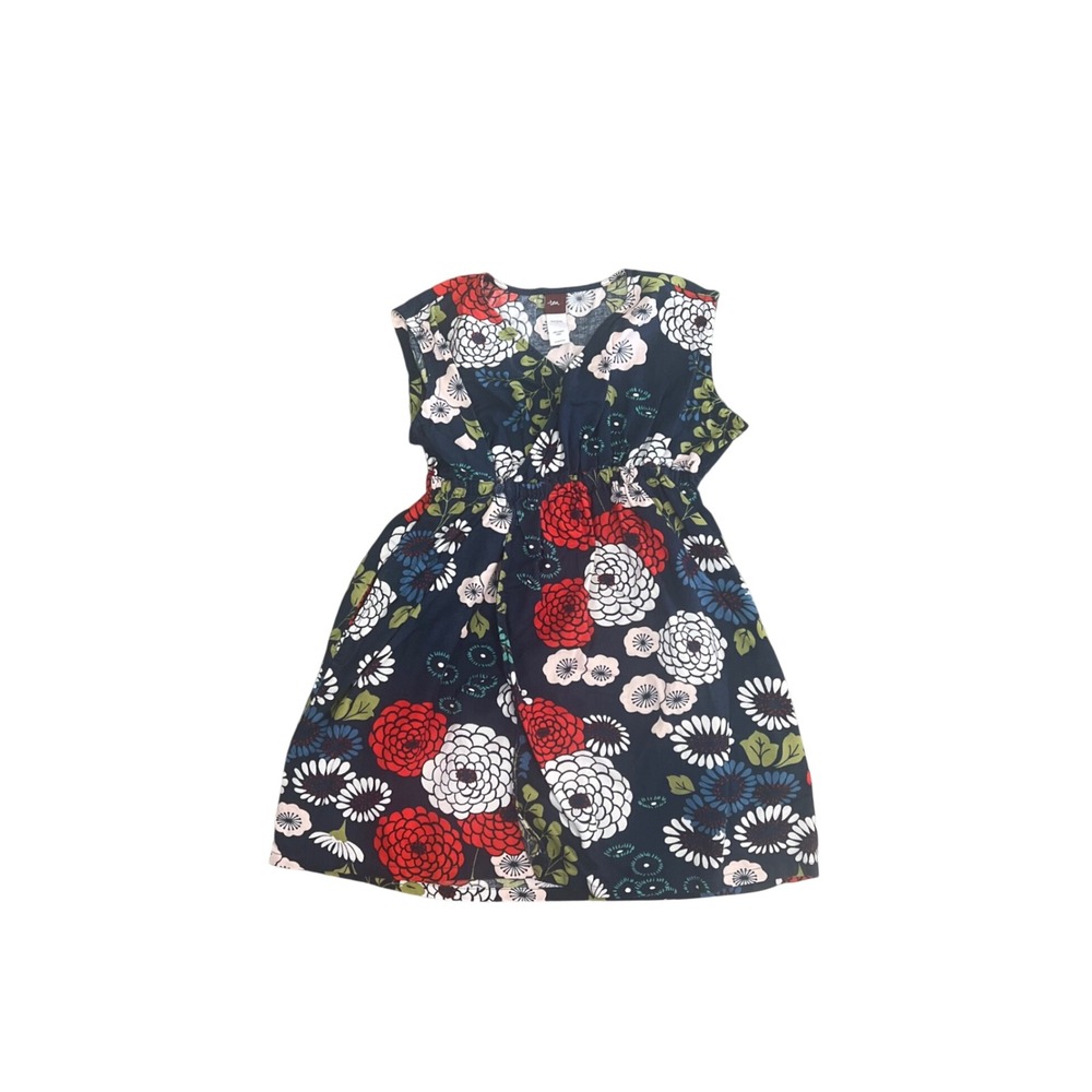 Tea Collection Girls Navy Floral Cotton Jersey Pockets Dress Size 6‎